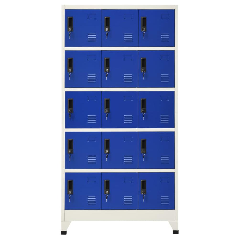 Locker Cabinet Gray and Blue 35.4"x15.7"x70.9" Steel. Picture 1