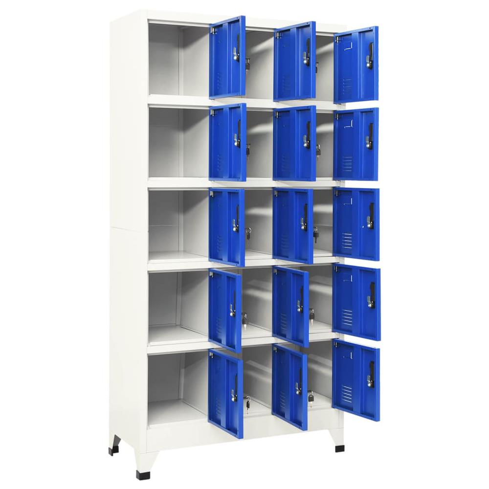 Locker Cabinet Gray and Blue 35.4"x15.7"x70.9" Steel. Picture 2