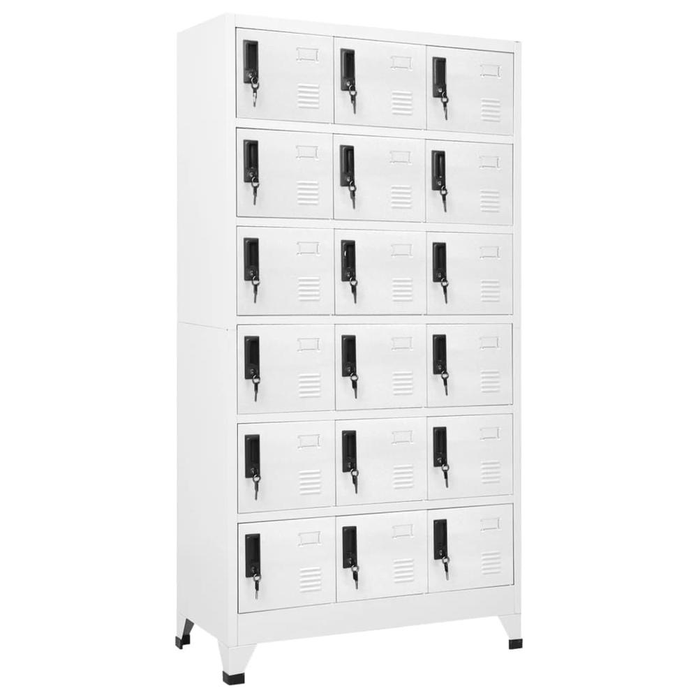 Locker Cabinet White 35.4"x15.7"x70.9" Steel. Picture 9