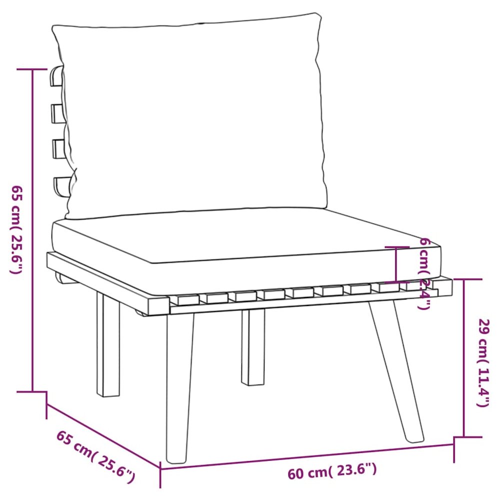 vidaXL 5 Piece Patio Lounge Set with Cushions Solid Acacia Wood, 3087011. Picture 9