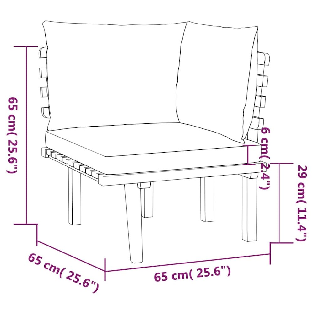 vidaXL 5 Piece Patio Lounge Set with Cushions Solid Acacia Wood, 3087011. Picture 10