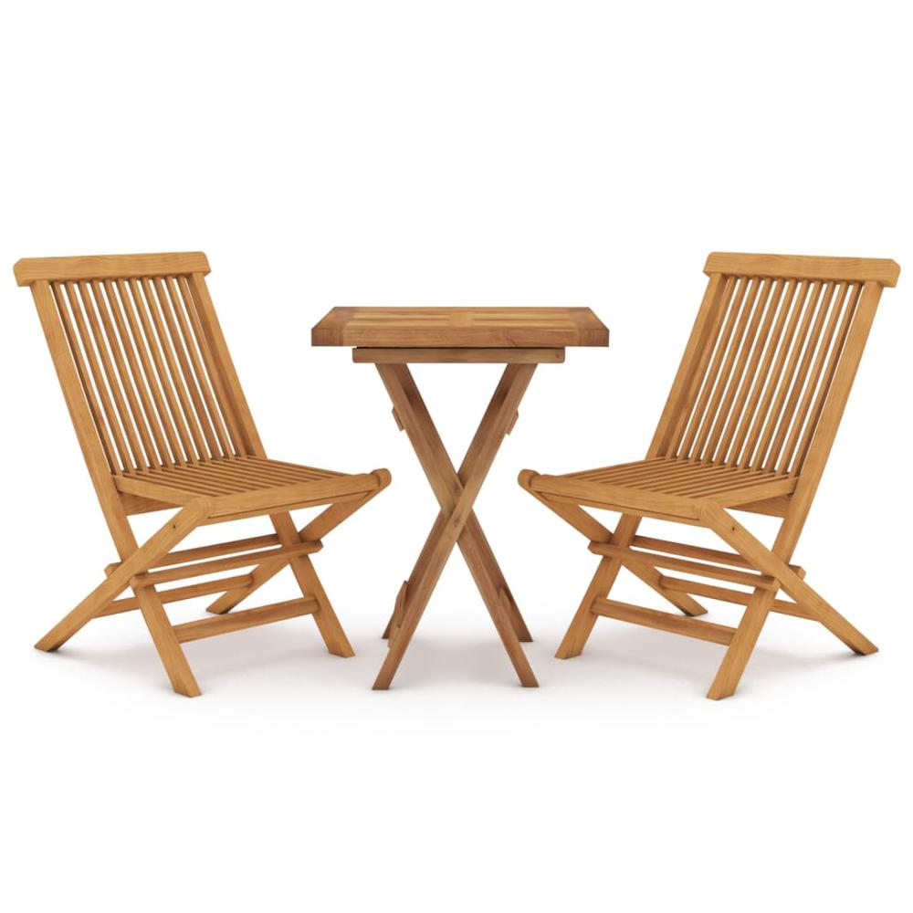 3 Piece Patio Dining Set Solid Wood Teak. Picture 1