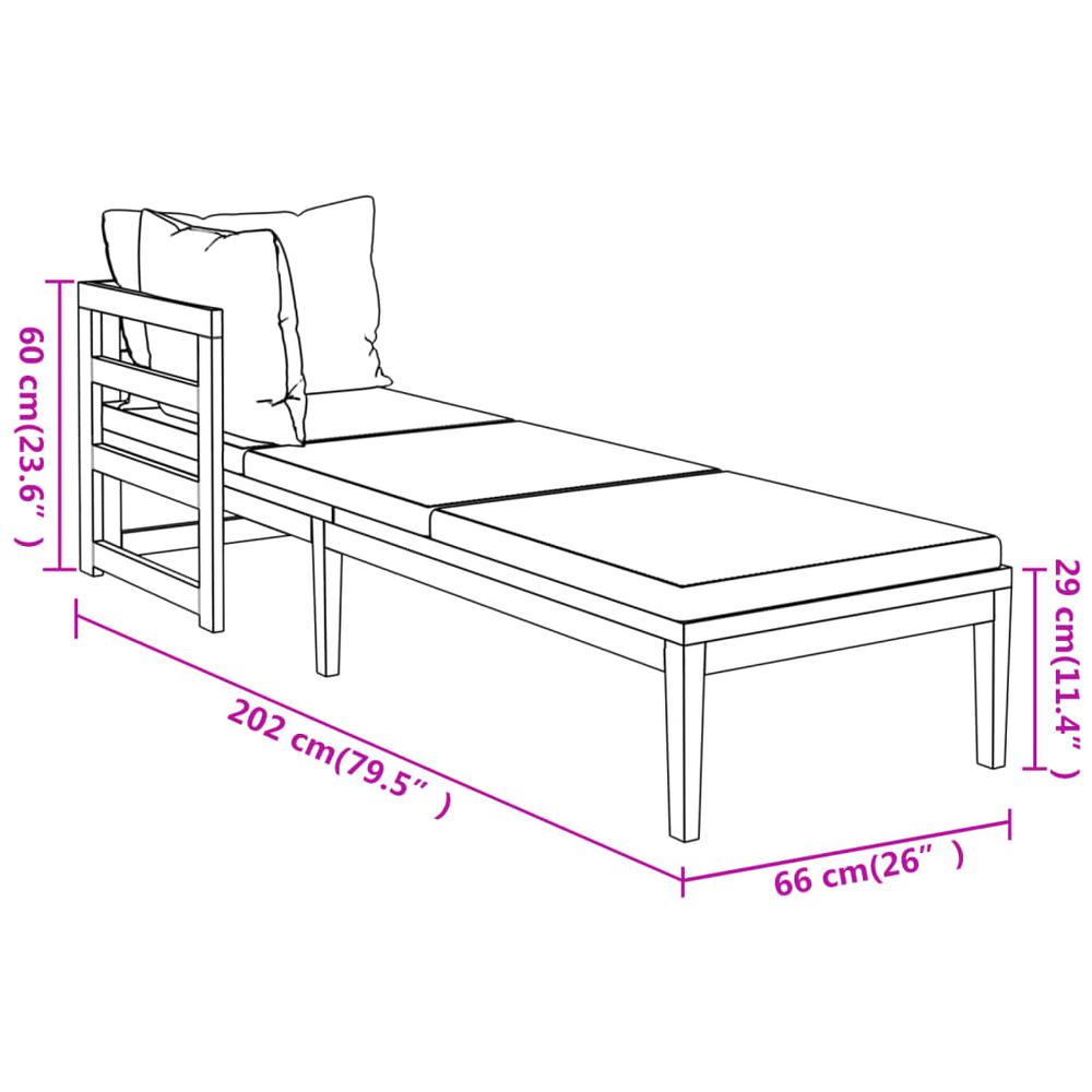 vidaXL 3 Piece Patio Lounge Set with Dark Gray Cushions Acacia Wood, 3087271. Picture 9
