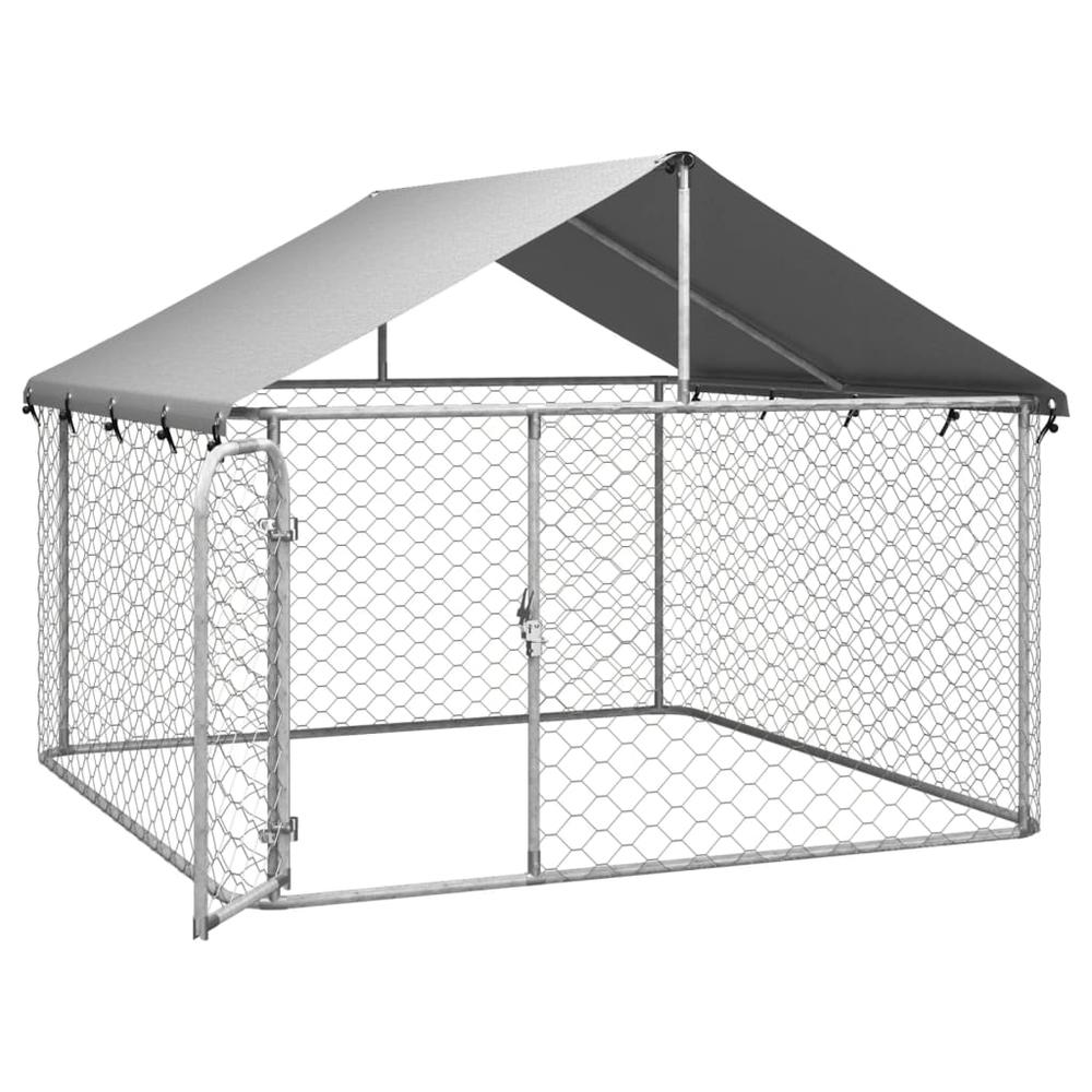 Outdoor Dog Kennel with Roof 78.7"x78.7"x59.1". Picture 3