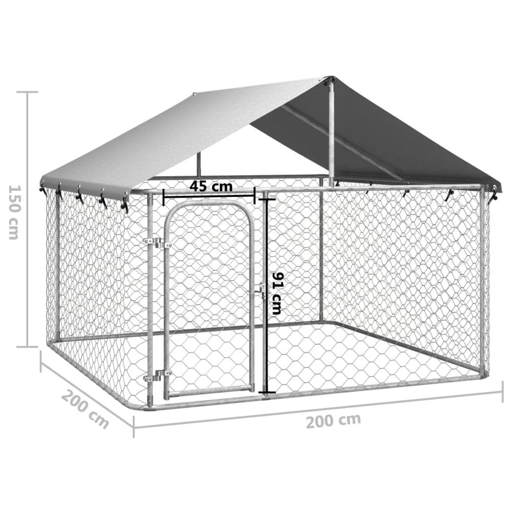 Outdoor Dog Kennel with Roof 78.7"x78.7"x59.1". Picture 4