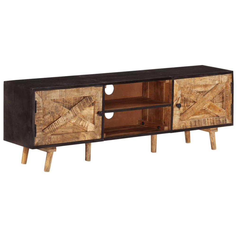 vidaXL TV Cabinet 55.1"x11.8"x18.1" Rough Mango Wood and Solid Acacia Wood. Picture 10