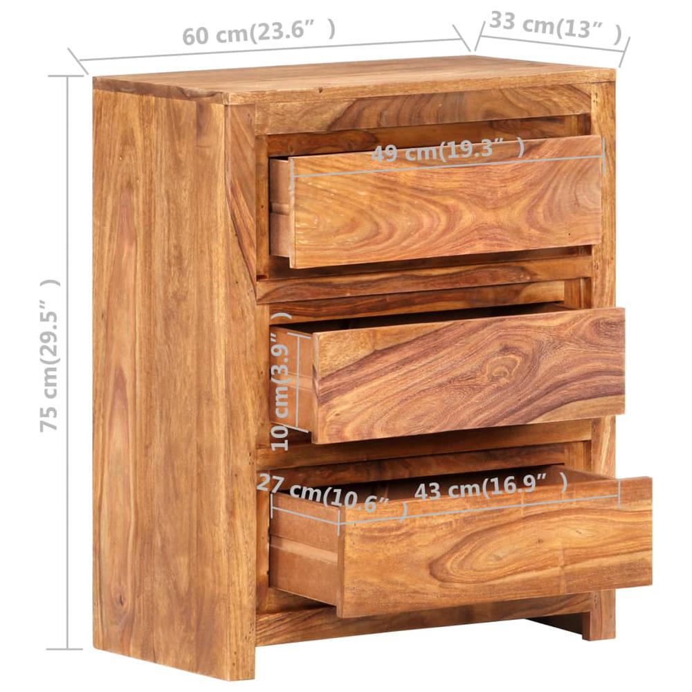 vidaXL Drawer Cabinet 23.6"x13"x29.5" Solid Wood Acacia. Picture 7