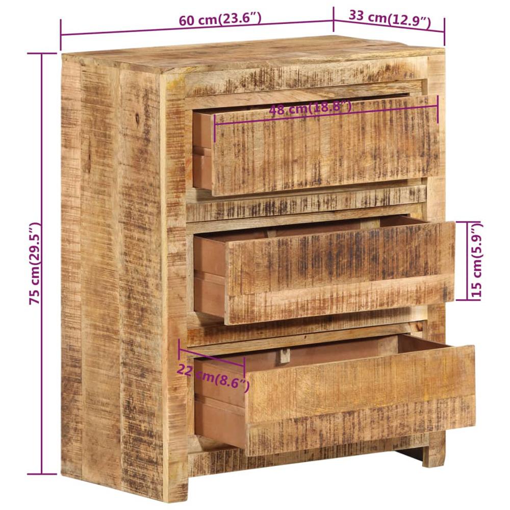 vidaXL Drawer Cabinet 23.6"x13"x29.5" Solid Wood Mango. Picture 7