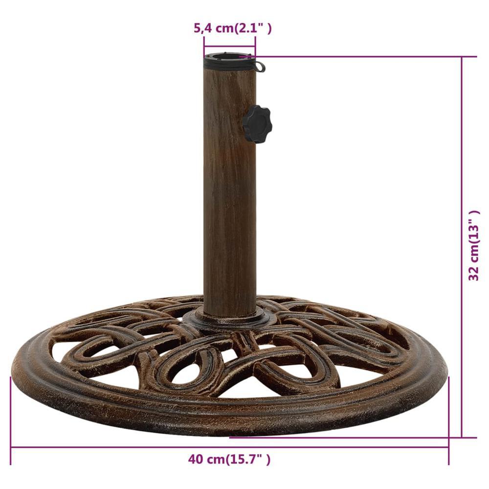 vidaXL Umbrella Base Bronze 15.7"x15.7"x12.6" Cast Iron. Picture 7