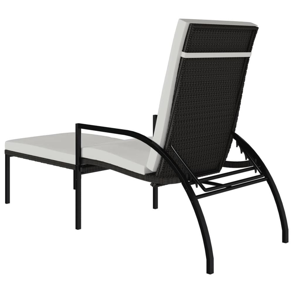 vidaXL Sun Lounger with Footrest PE Rattan Brown. Picture 6