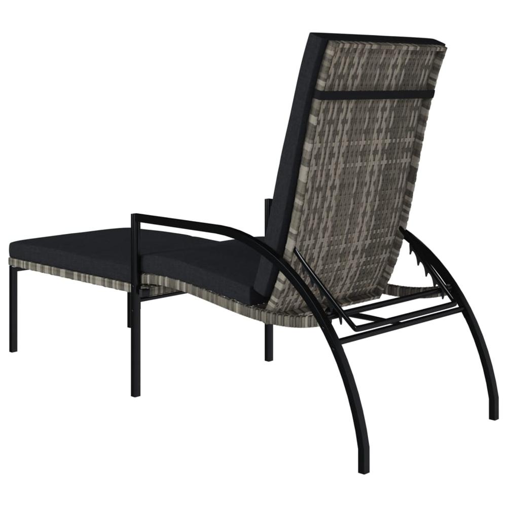 vidaXL Sun Lounger with Footrest PE Rattan Gray. Picture 5