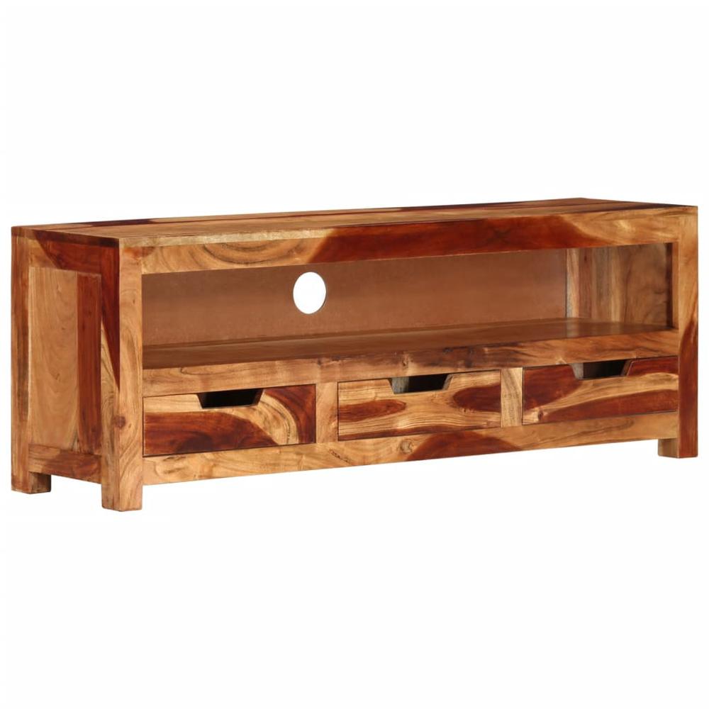 vidaXL TV Cabinet 43.3"x11.8"x15.7" Solid Wood Acacia. Picture 6