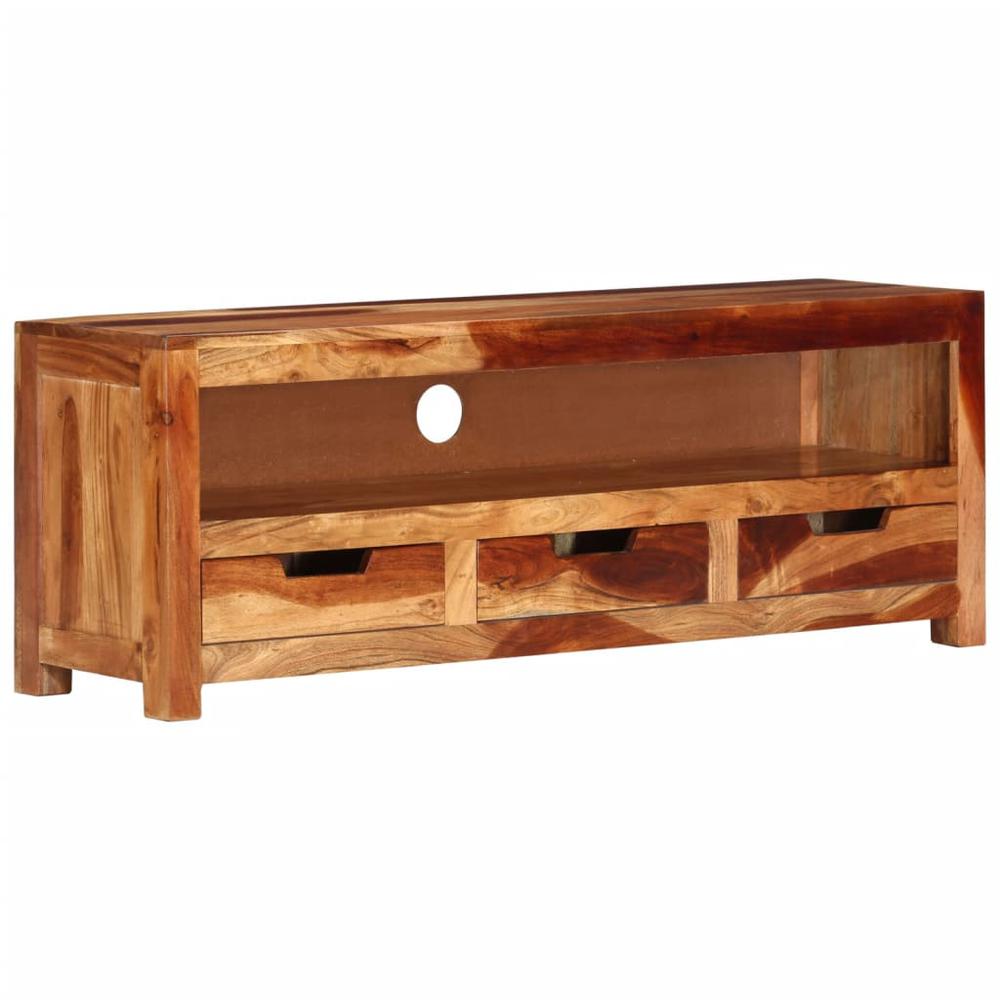 vidaXL TV Cabinet 43.3"x11.8"x15.7" Solid Wood Acacia. Picture 8