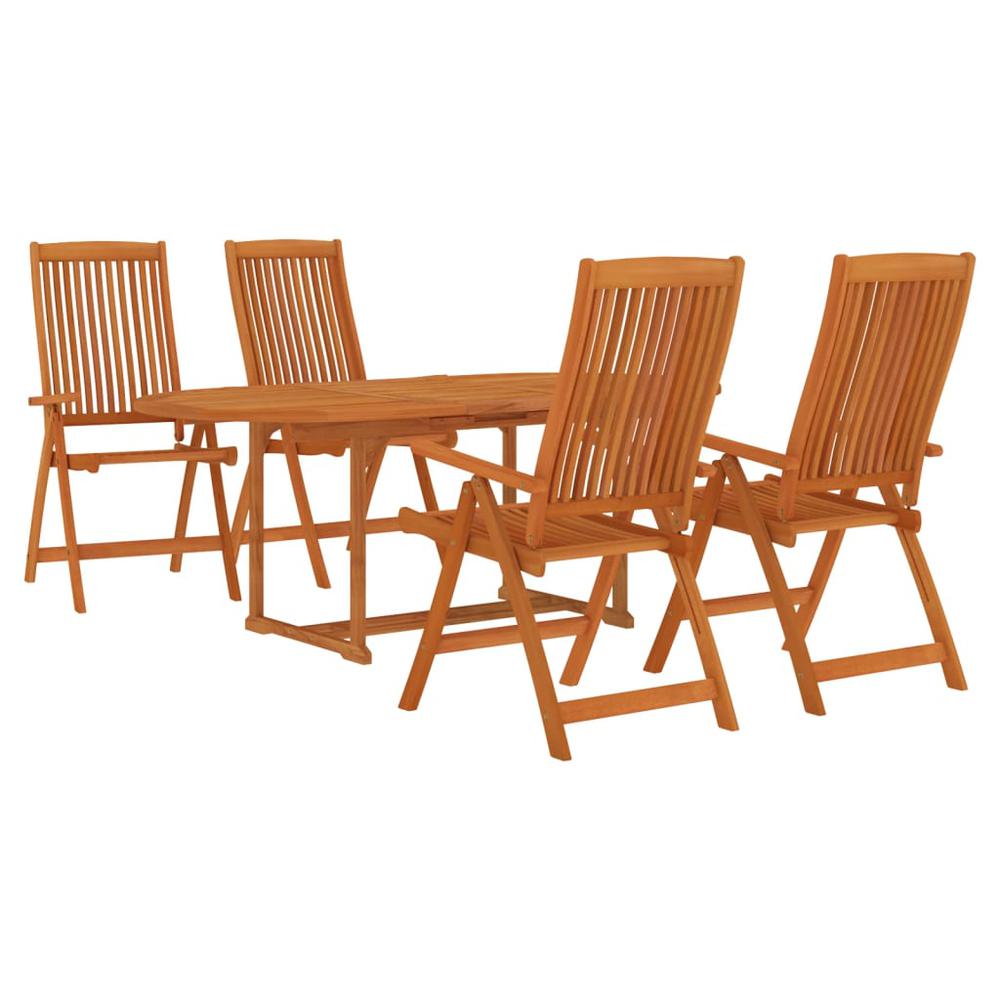 5 Piece Patio Dining Set Solid Wood Eucalyptus. Picture 2