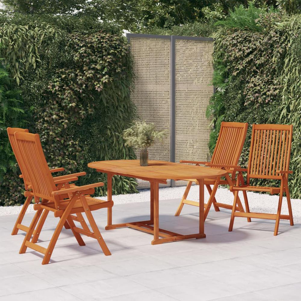 5 Piece Patio Dining Set Solid Wood Eucalyptus. Picture 9