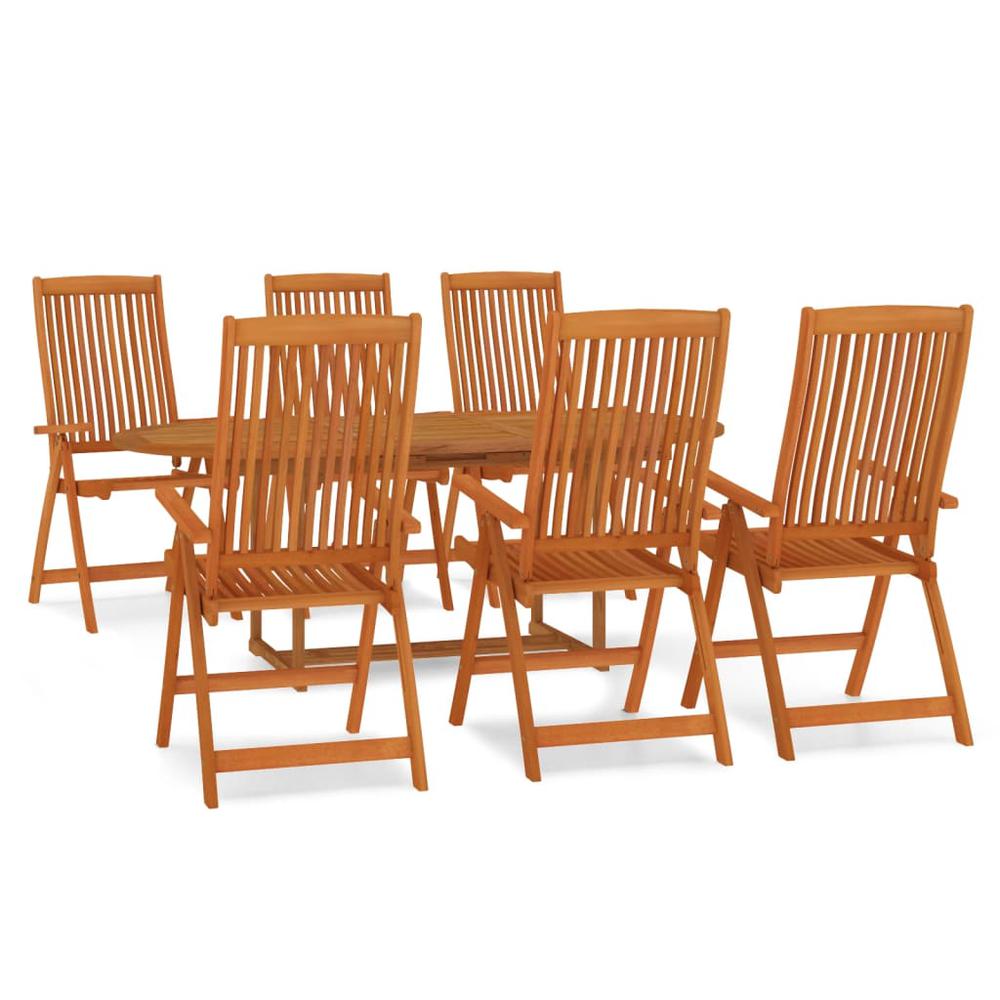7 Piece Patio Dining Set Solid Wood Eucalyptus. Picture 1