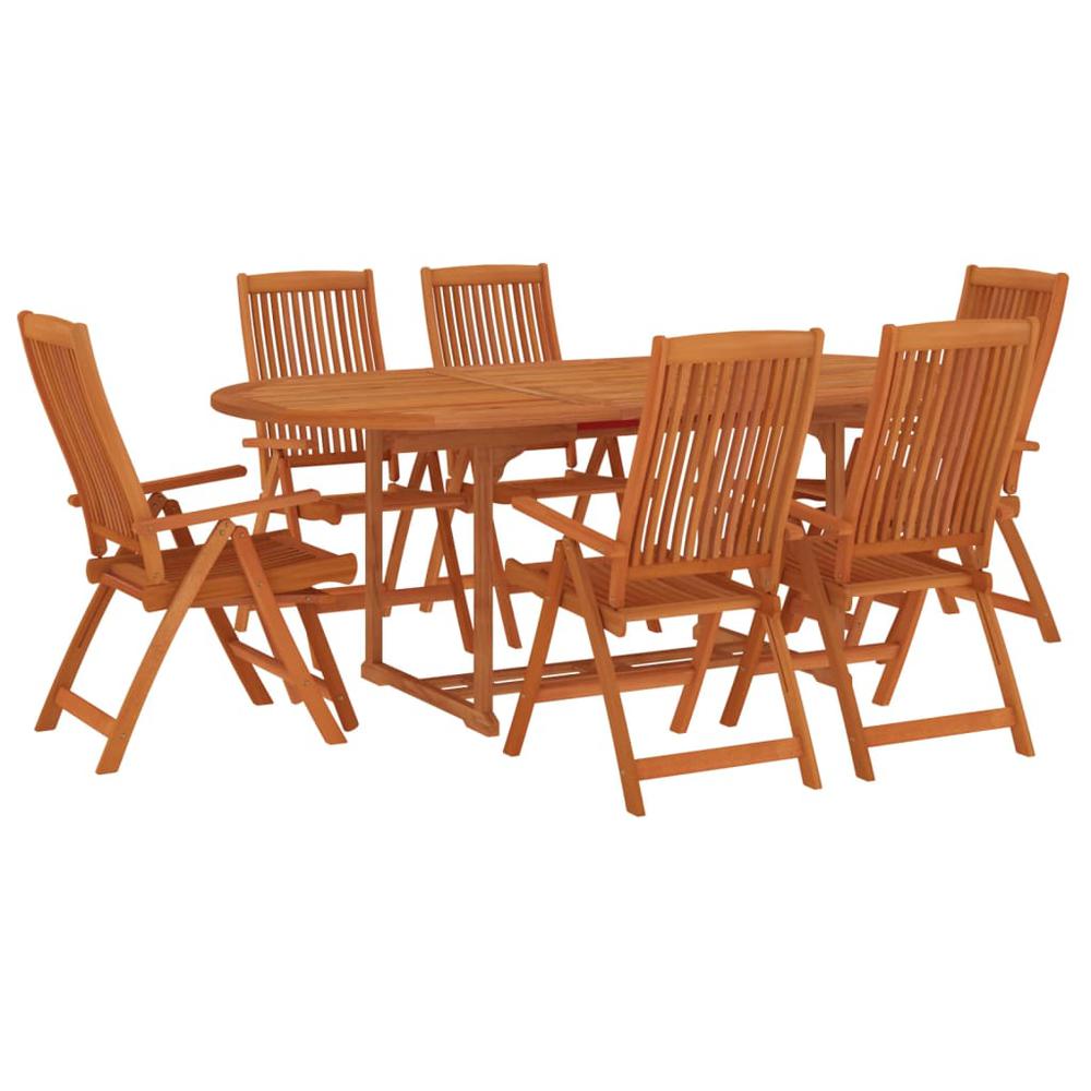 7 Piece Patio Dining Set Solid Wood Eucalyptus. Picture 2