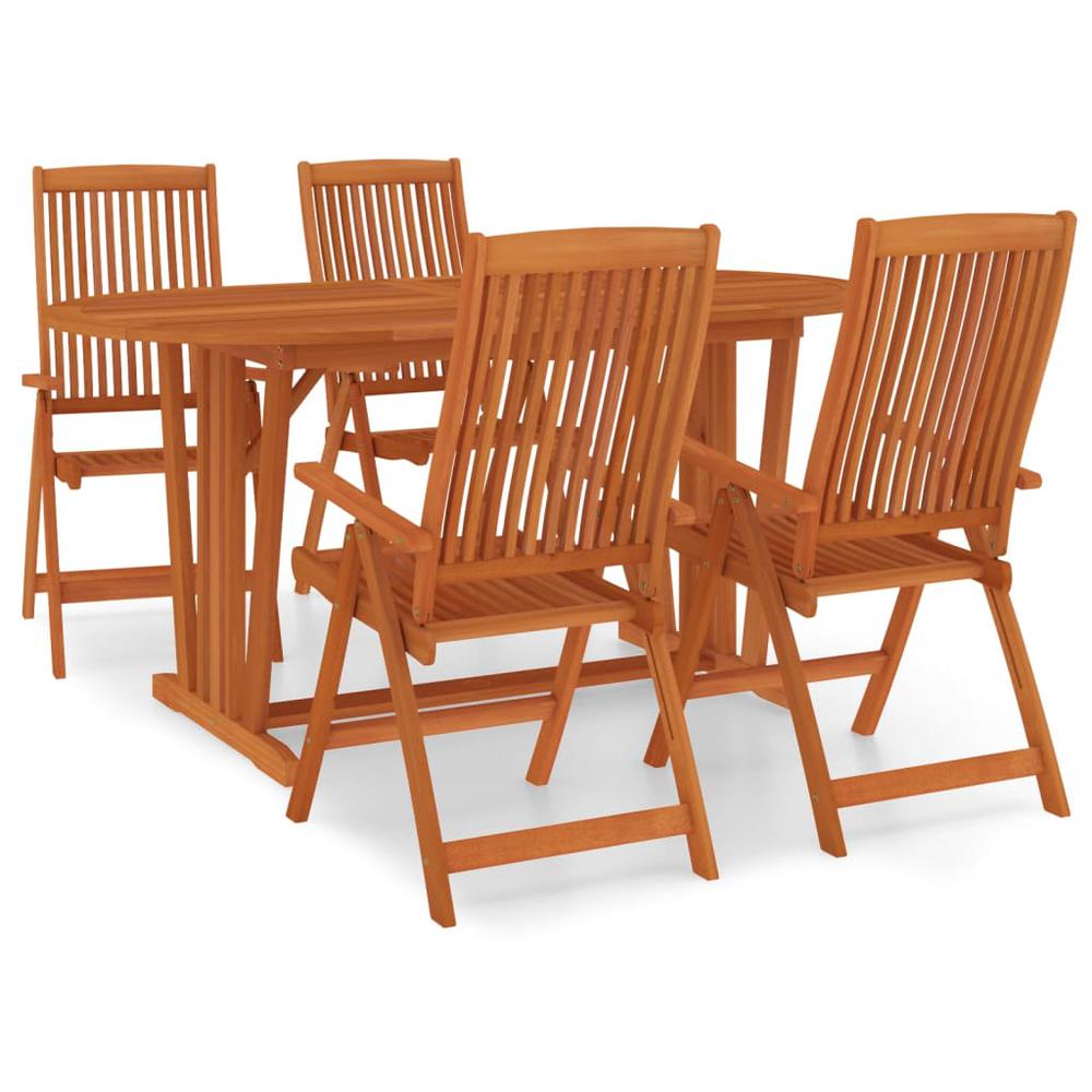 5 Piece Patio Dining Set Solid Wood Eucalyptus. Picture 1