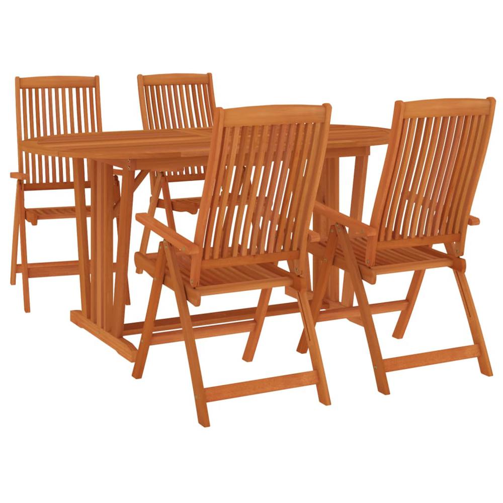 5 Piece Patio Dining Set Solid Wood Eucalyptus. Picture 2