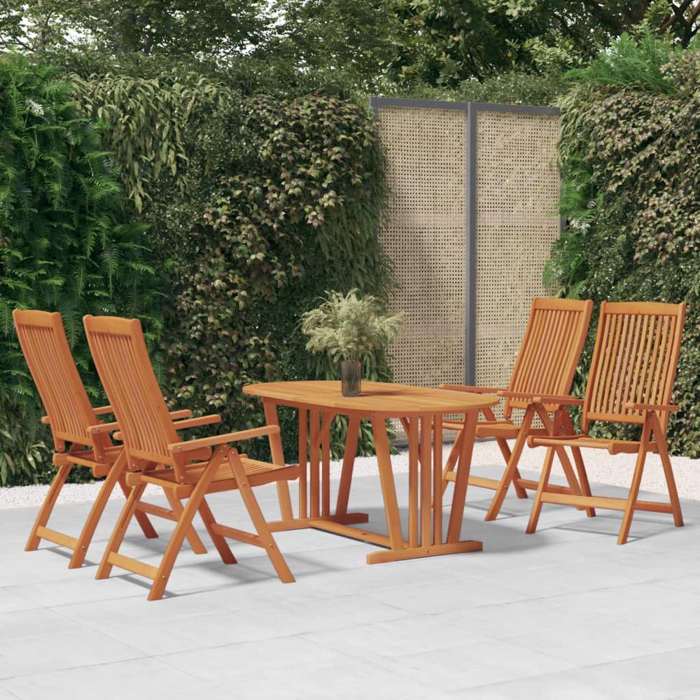 5 Piece Patio Dining Set Solid Wood Eucalyptus. Picture 9