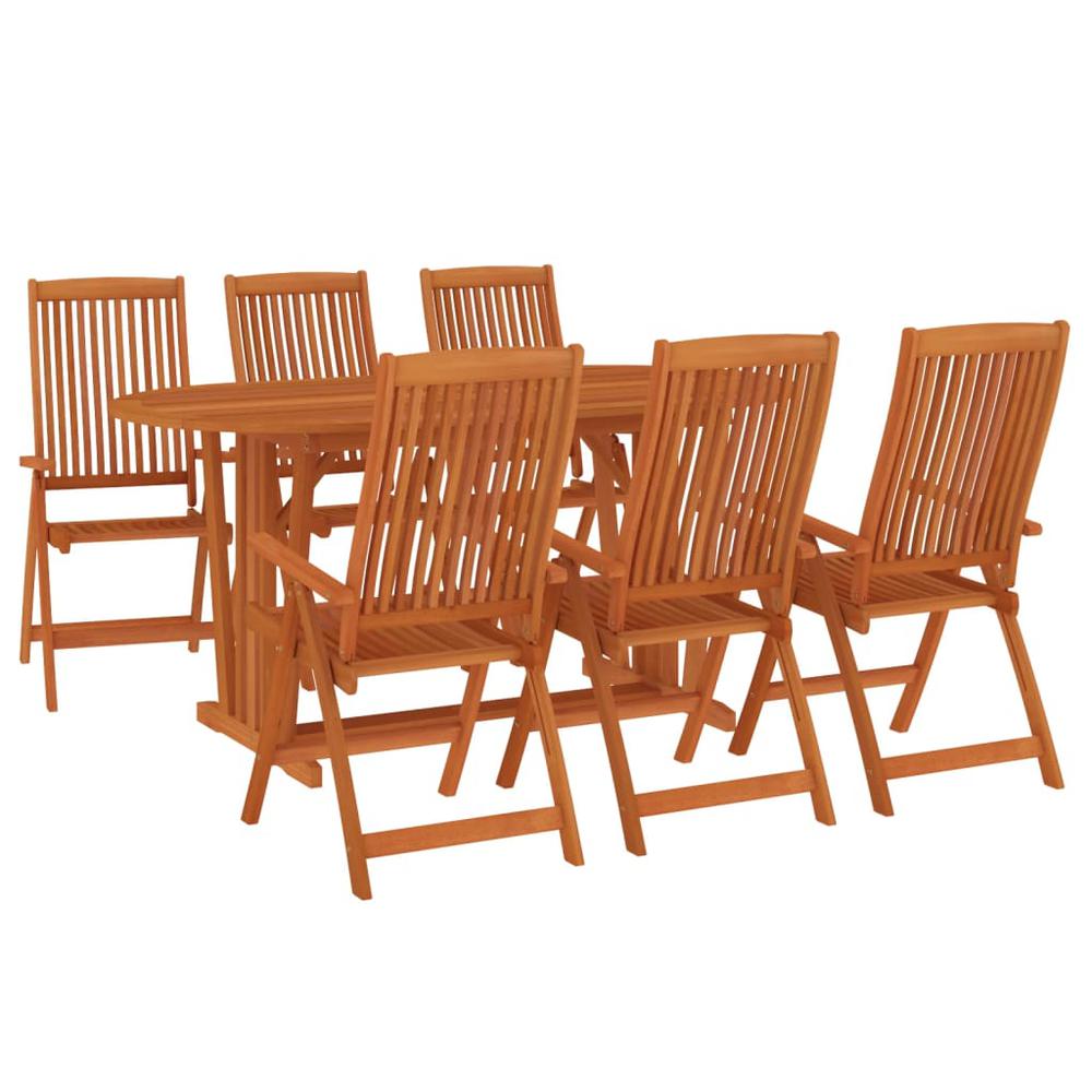 7 Piece Patio Dining Set Solid Wood Eucalyptus. Picture 2