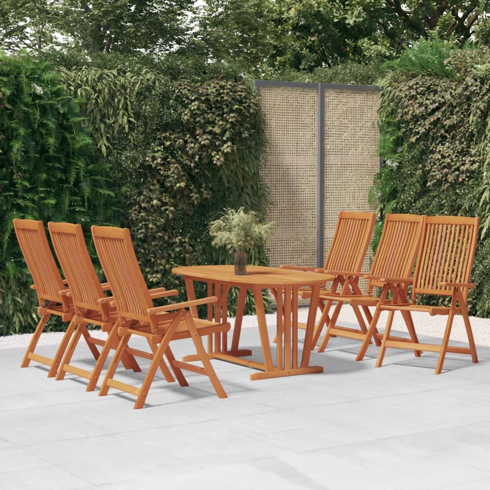7 Piece Patio Dining Set Solid Wood Eucalyptus. Picture 9