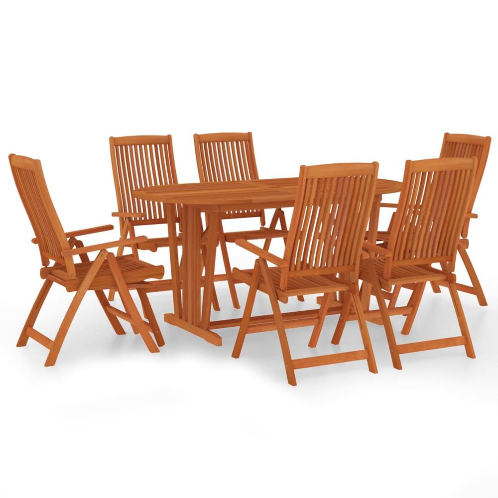 7 Piece Patio Dining Set Solid Wood Eucalyptus. Picture 1