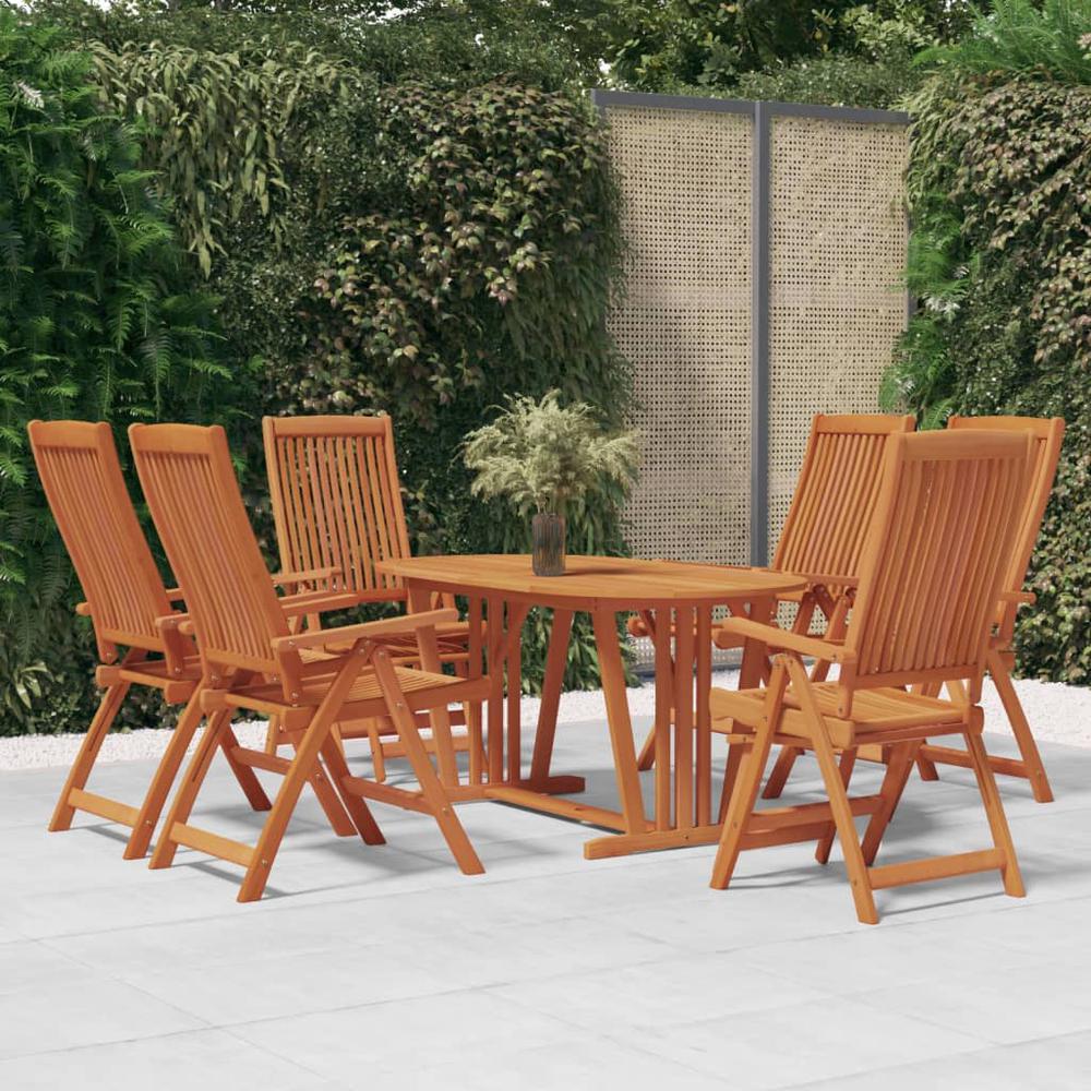 7 Piece Patio Dining Set Solid Wood Eucalyptus. Picture 12