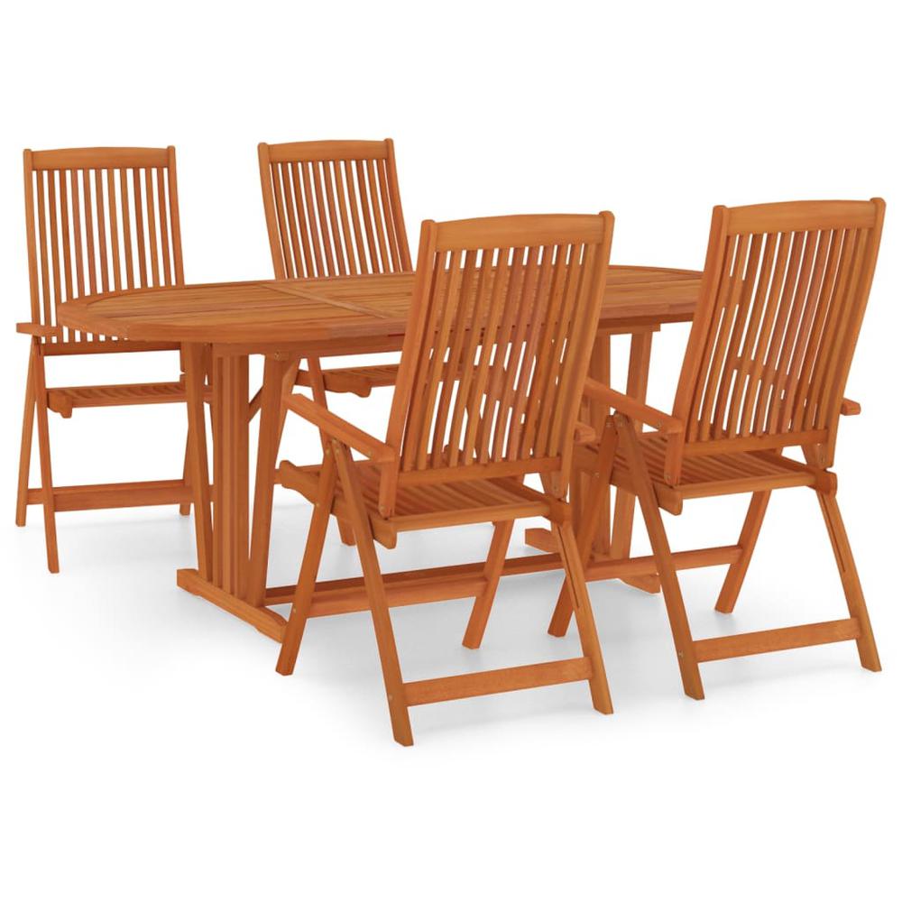 5 Piece Patio Dining Set Solid Wood Eucalyptus. Picture 1