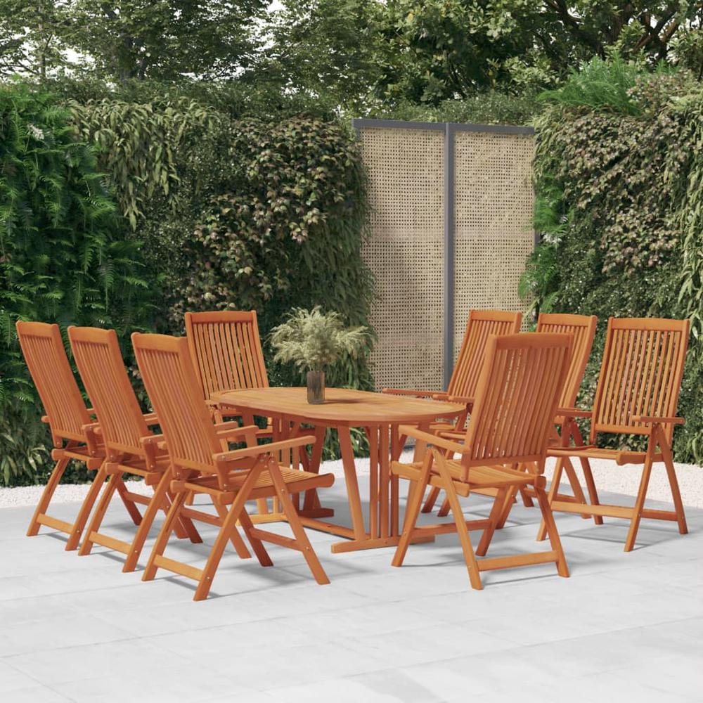 Folding Patio Chairs 8 pcs Solid Wood Eucalyptus. Picture 6