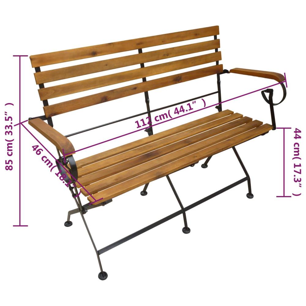 vidaXL Folding Patio Bench 44.1" Solid Wood Acacia. Picture 6