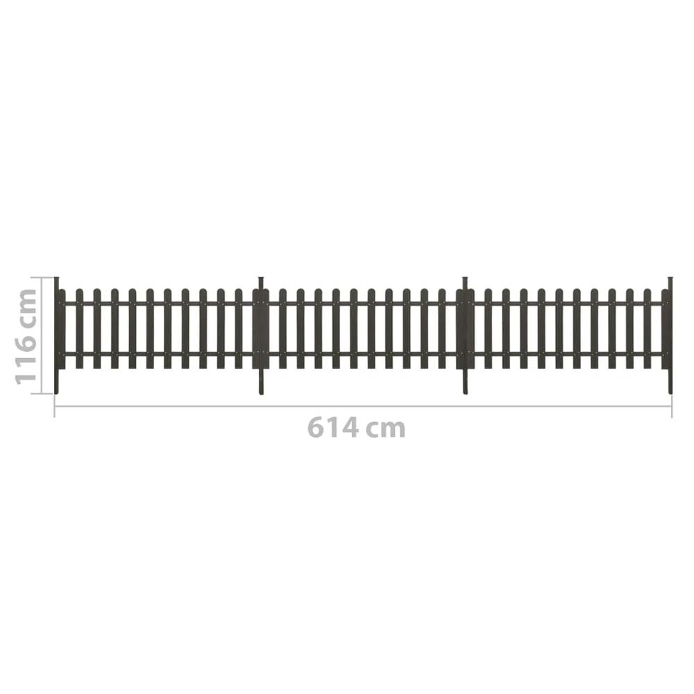 Picket Fence with Posts 3 pcs WPC 241.7"x31.5". Picture 4