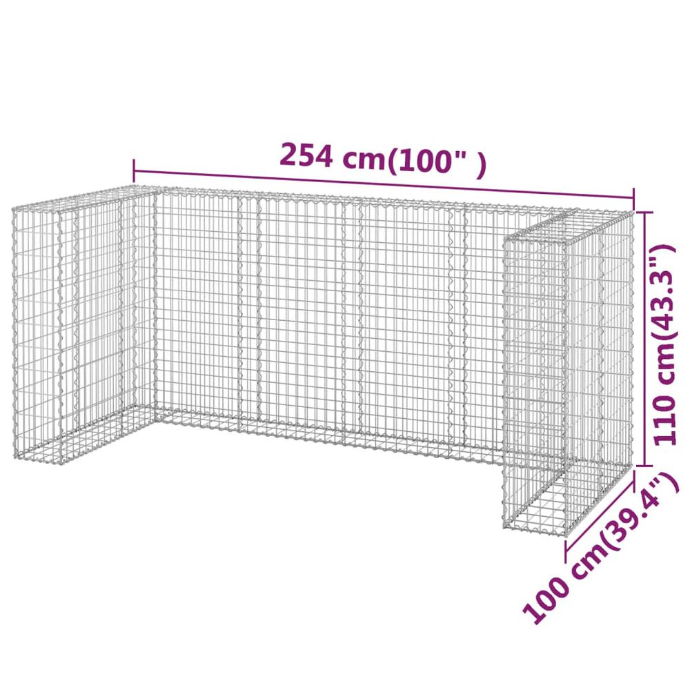 Gabion Wall for Garbage Bins Galvanized Steel 100"x39.4"x43.3". Picture 7