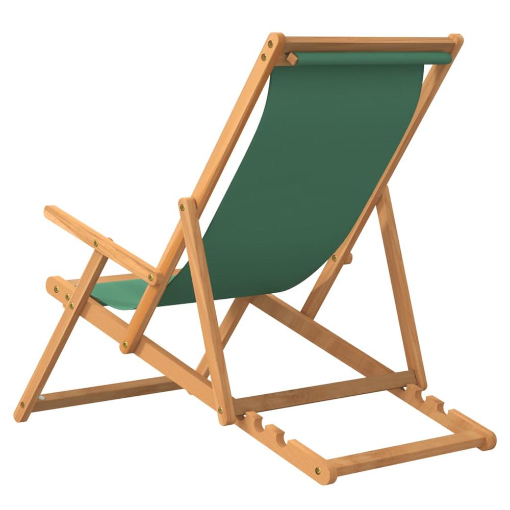vidaXL Folding Beach Chair Solid Wood Teak Green. Picture 4