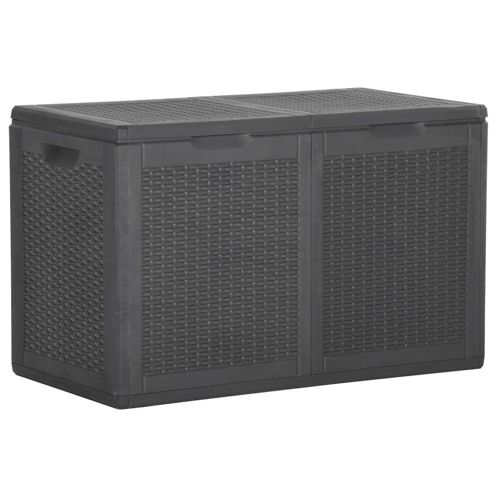 Patio Storage Box 47.6 gal Black PP Rattan. Picture 1