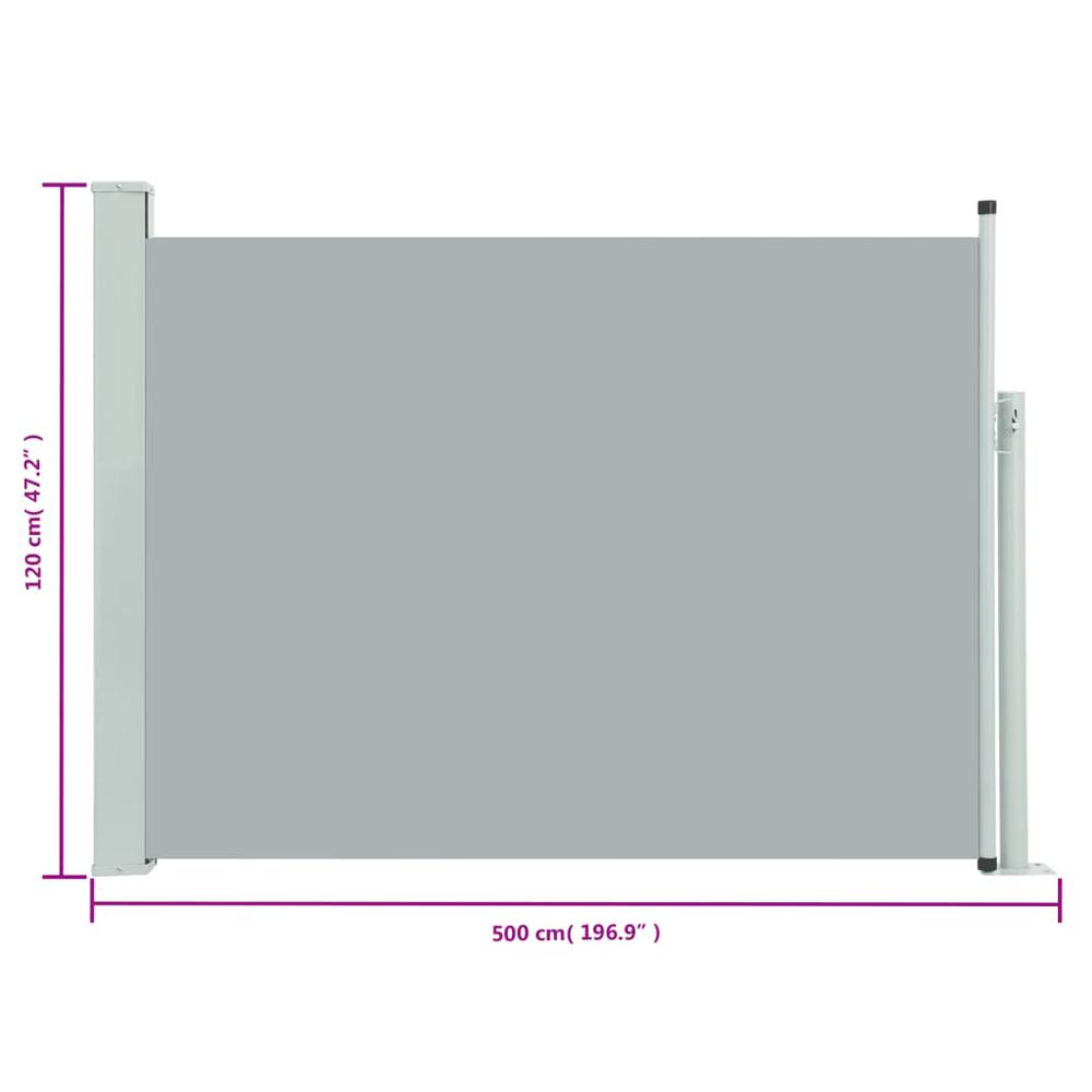Patio Retractable Side Awning 46.1"x196.9" Gray. Picture 7