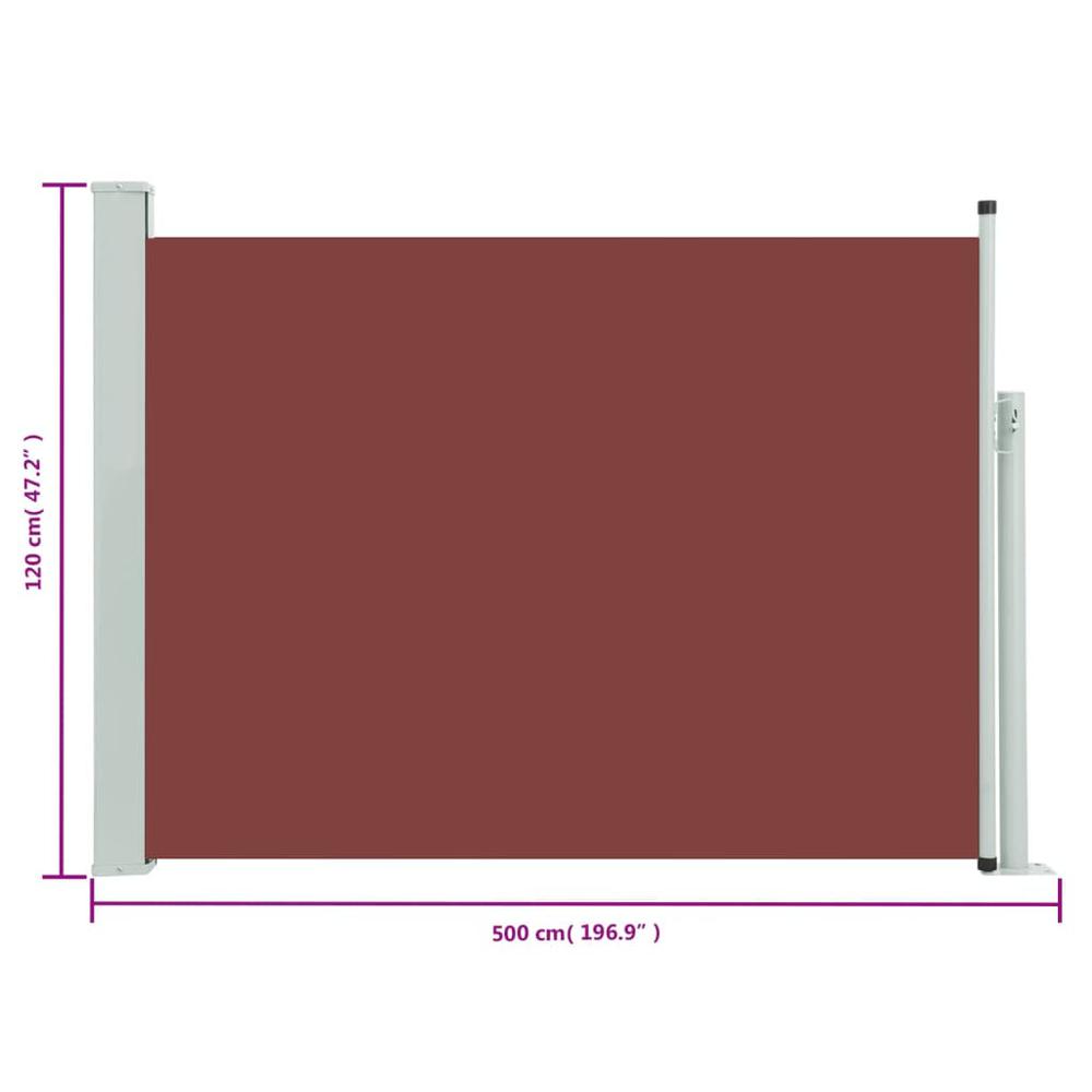 Patio Retractable Side Awning 46.1"x196.9" Brown. Picture 8
