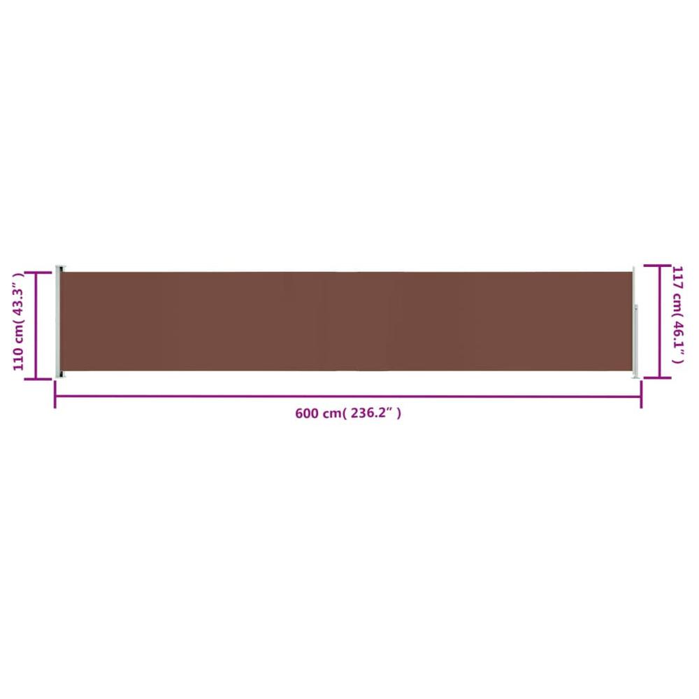 Patio Retractable Side Awning 46.1"x236.2" Brown. Picture 8