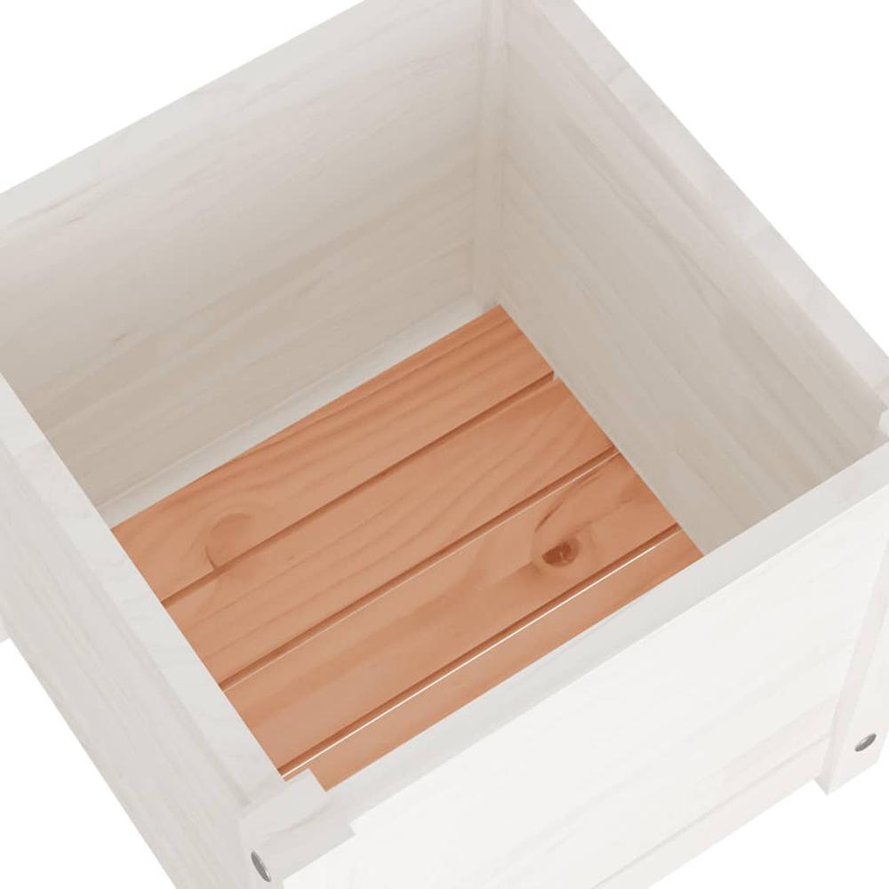 Garden Planter White 15.7"x15.7"x15.7" Solid Wood Pine. Picture 5