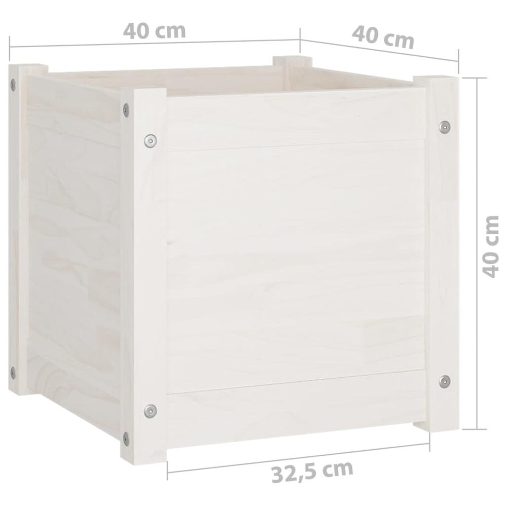 Garden Planter White 15.7"x15.7"x15.7" Solid Wood Pine. Picture 7