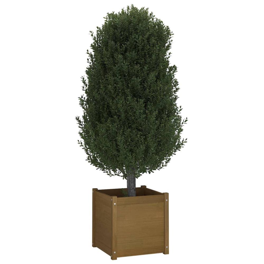 Garden Planters 2 pcs Honey Brown 19.7"x19.7"x19.7" Solid Wood Pine. Picture 7