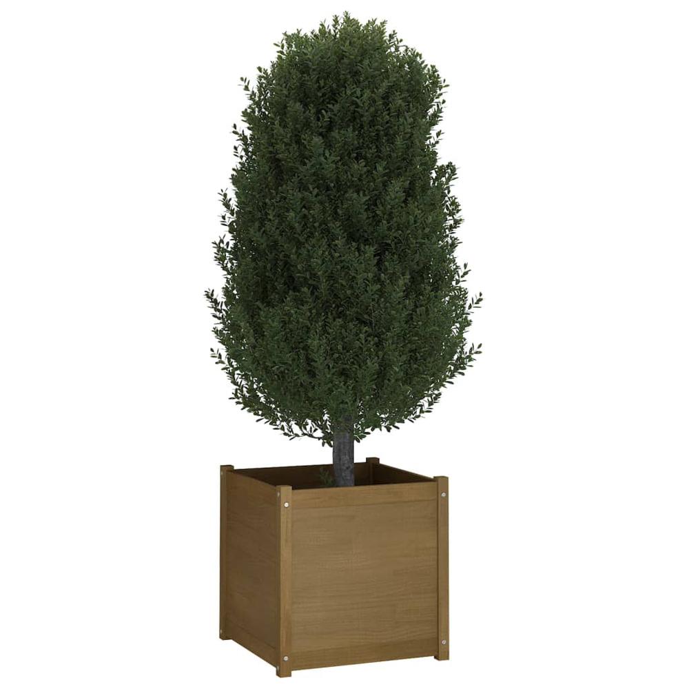 Garden Planter Honey Brown 23.6"x23.6"x23.6" Solid Wood Pine. Picture 6