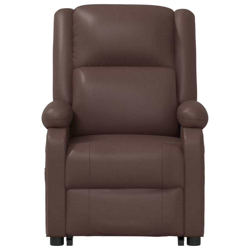 Power Lift Massage Recliner Brown Faux Leather. Picture 3