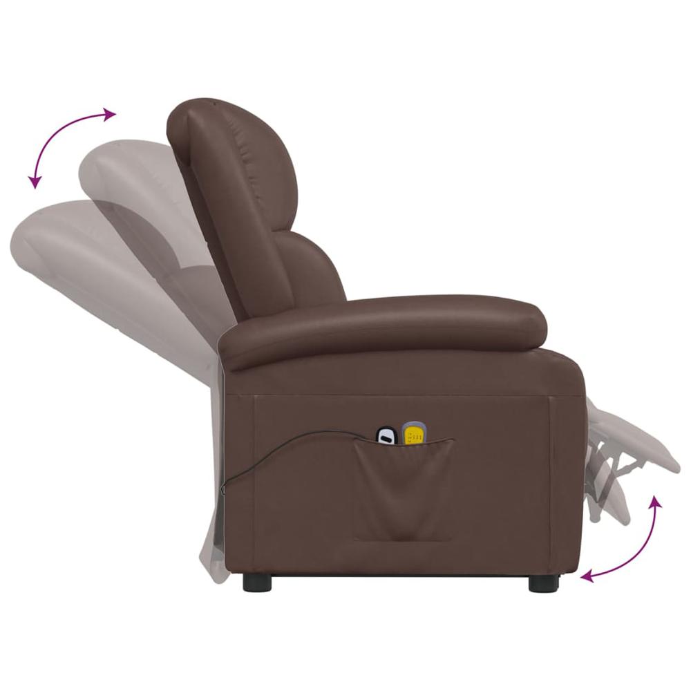 Power Lift Massage Recliner Brown Faux Leather. Picture 6