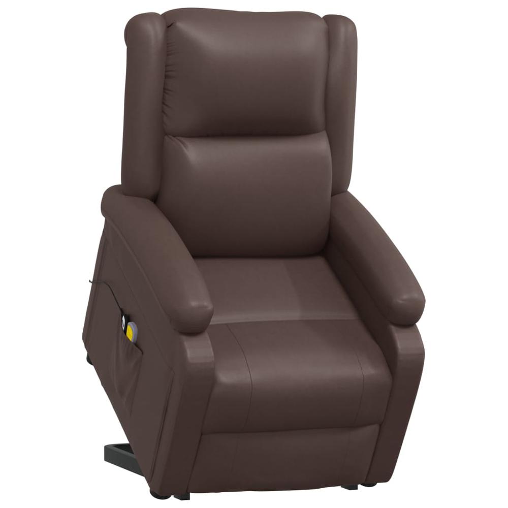 Power Lift Massage Recliner Brown Faux Leather. Picture 7