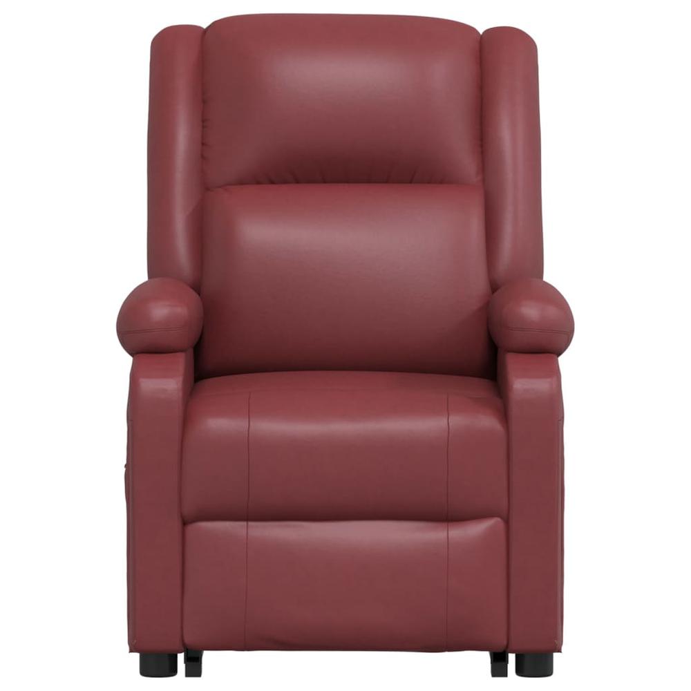 Power Lift Massage Recliner Wine Red Faux Leather. Picture 3