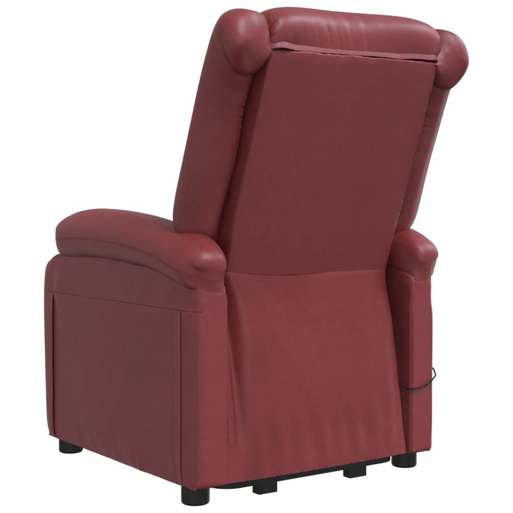 Power Lift Massage Recliner Wine Red Faux Leather. Picture 5