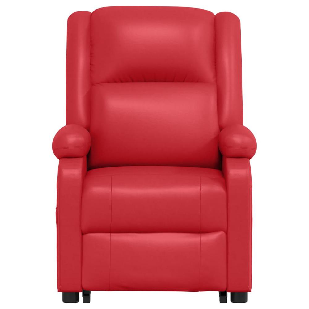 Power Lift Massage Recliner Red Faux Leather. Picture 3