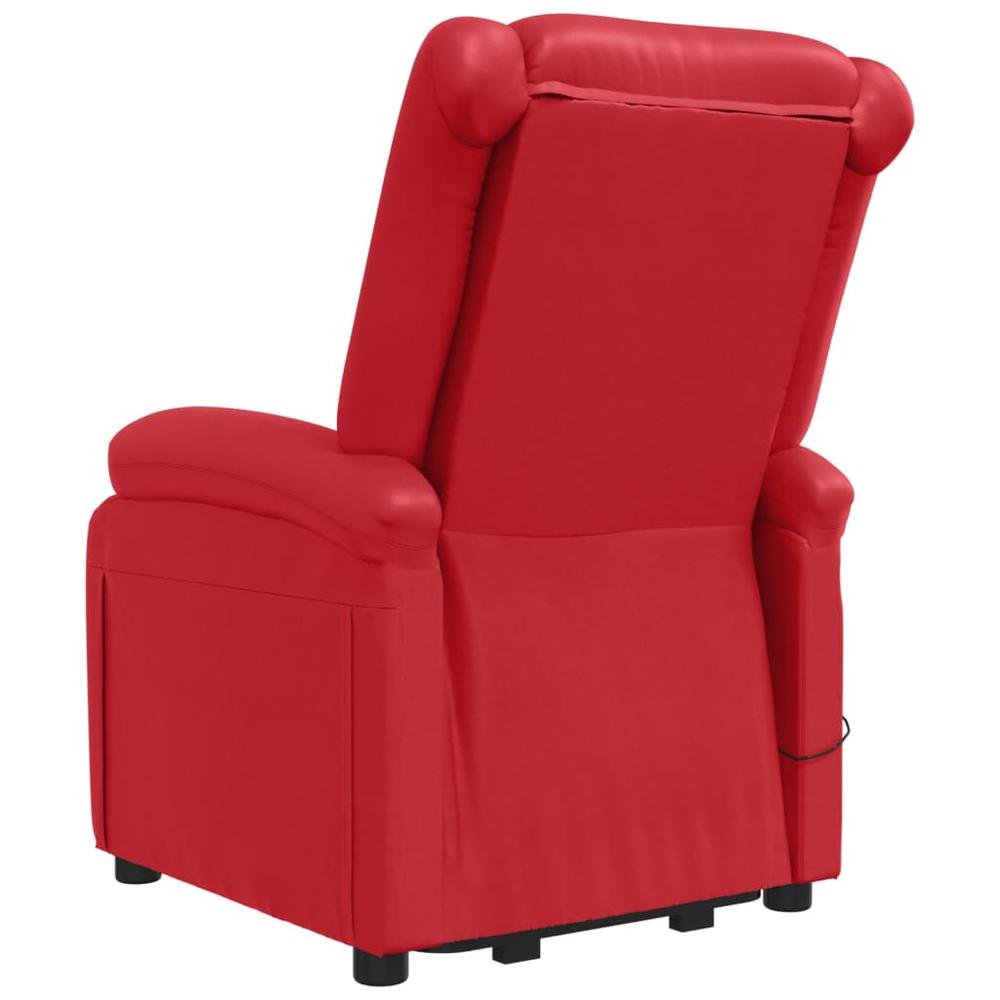 Power Lift Massage Recliner Red Faux Leather. Picture 5