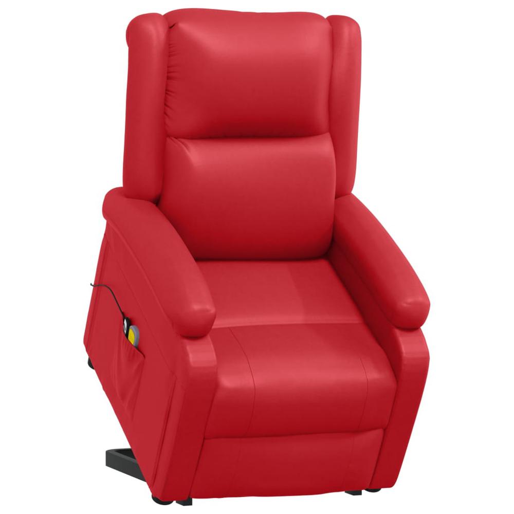 Power Lift Massage Recliner Red Faux Leather. Picture 7